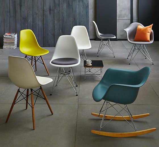 colourful contemporary chairs by Charles and Ray Eames