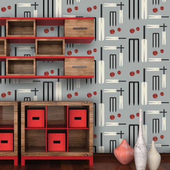 Contemporary wallpaper with graphic cricket motif
