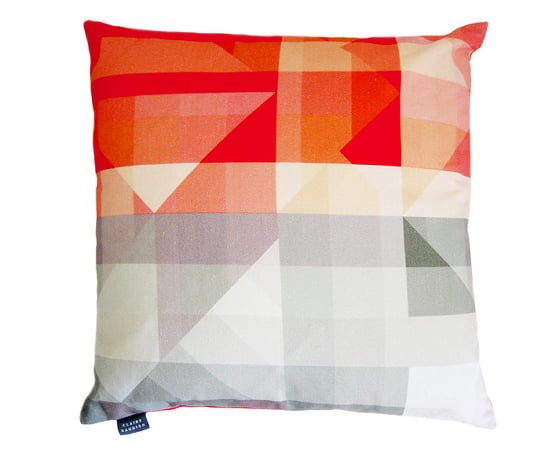 Orange and grey geometric cotton cushion by Claire Gaudion