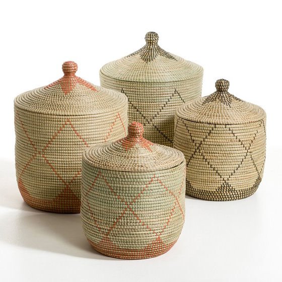 Alibaba-style Louna Rice Straw decorative storage baskets with lids