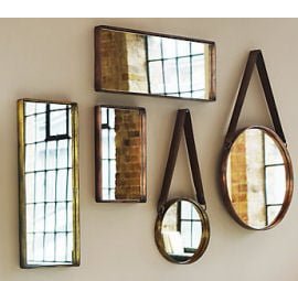 Round and Rectangular Metal finish mirrors by John Lewis