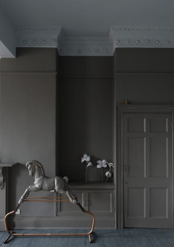 Mole's Breath Period room painted in Mole's Breath paint colour