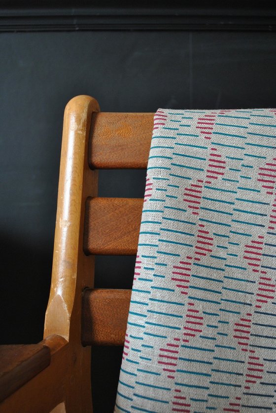 Nessie linen furnishing fabric by Thorody in blue and red