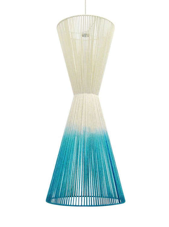 Wool Nipped Pendant Lampshade Wool Nipped Pendant Lampshade by Janie Knitted Textiles for Heal's in turquoise and cream