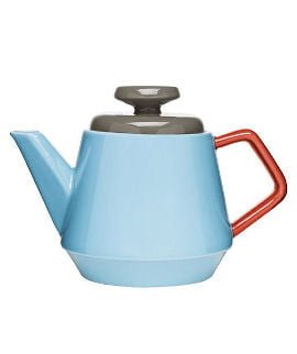 POP teapot Blue teapot with grey lid and red handle