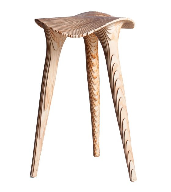 Wooden Raw Sadl Stool by LMBRJK 