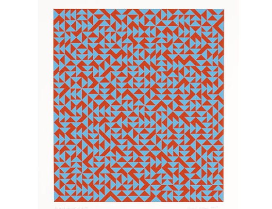 Anni Albers 'C' Screenprint Anni Albers 'C' Screenprint with small red and blue triangle arranged randomly