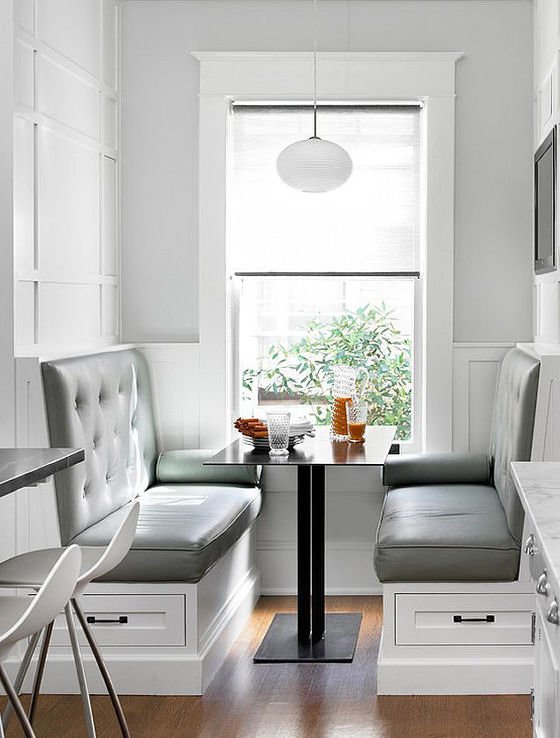 Kitchen banquette seating with storage for small spaces
