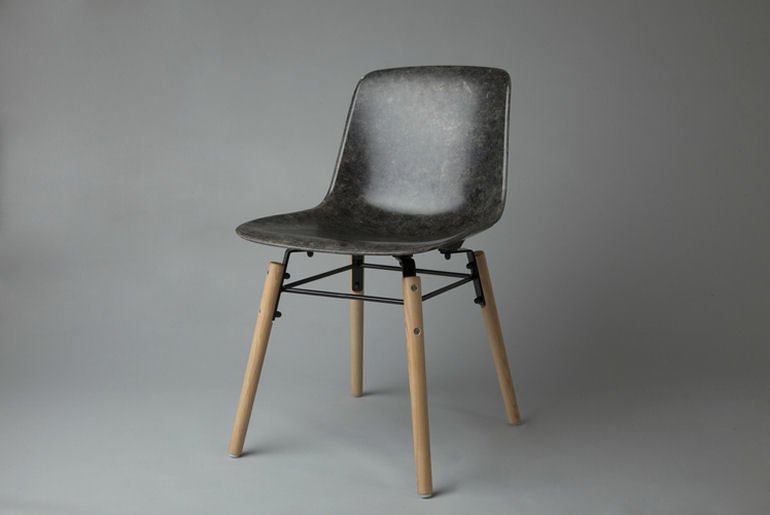 Solidwool Hembury chair in grey with solid ash legs and black frame