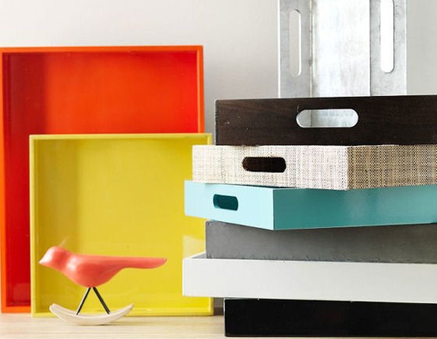 Lacquered colourful trays from West Elm • Colourful Beautiful Things