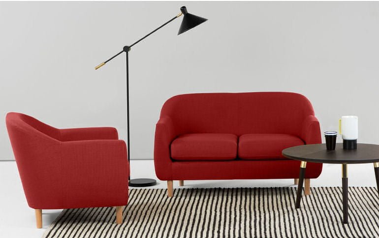 MADE Tubby compact red fabric sofa for small living rooms