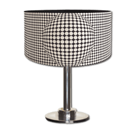 Table lamp with Vasarely inspired shade in linen by Rouge du Rhin