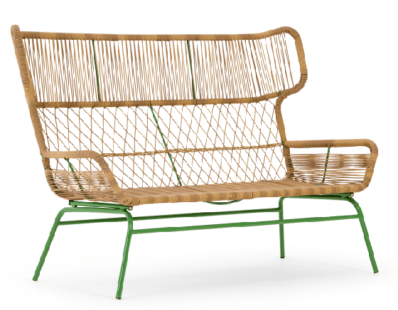 Lyra rattan garden sofa Lyra rattan garden sofa with green metal frame