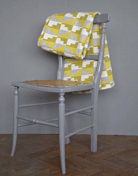 Yellow, cream and grey Easterly Blanket by Eleanor Prtichard