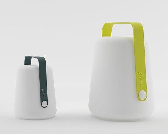 Fermob Balad Portable Outdoor Lights in two sizes with green and blue handles