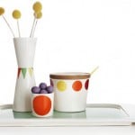 colourful ceramics on tray by Malene Helbak