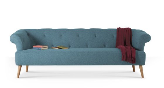 Blue contemporary Chesterfield sofa from Swoon Editions