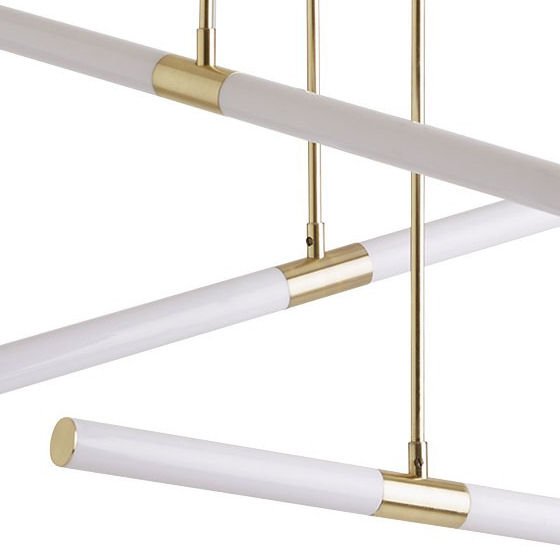  Detail of brass and white Hutton modern ceiling pendant light