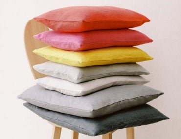 linen cushions in bright contemporary colours
