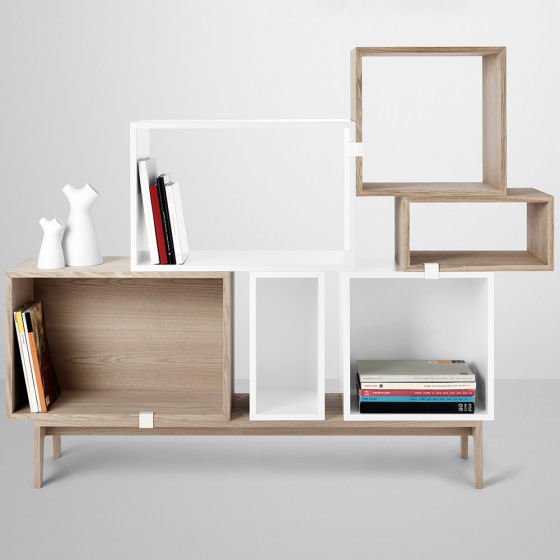 Muuto Stacked modular storage for small spaces in ash and white