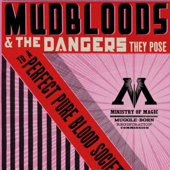 Red, pink and black Mudbloods poster from the Harry Potter film by Printorium