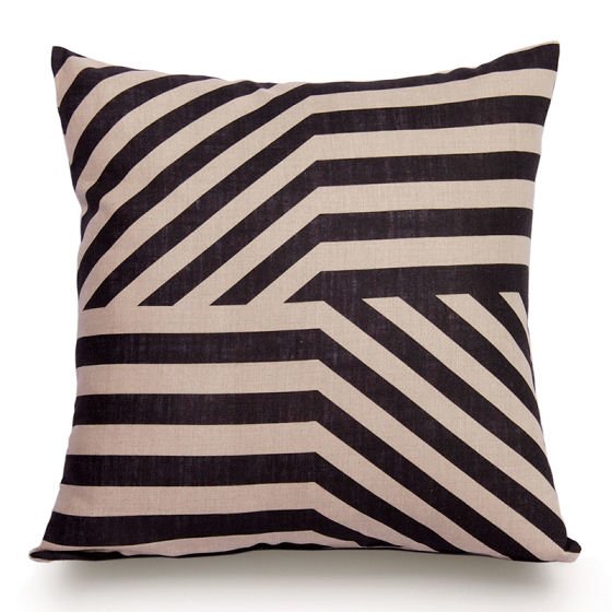 Geometric striped black and white cushion from Rouge du Rhin