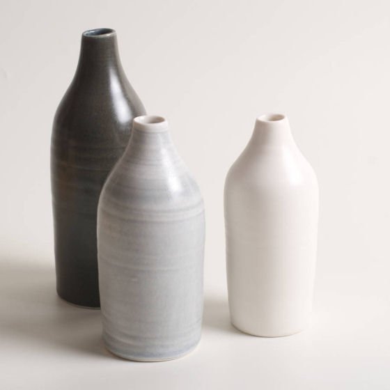Contemporary ceramic bottle vases by Linda Bloomfield