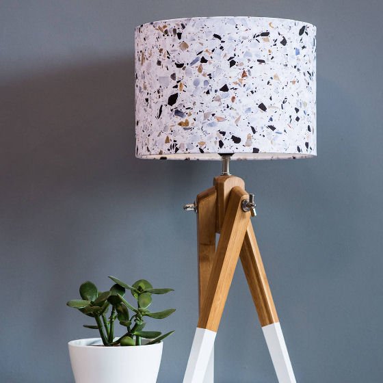 Terrazzo Effect Fabric Drum Lampshade, Quirk Terrazzo Effect Fabric Drum Lampshade, Quirk