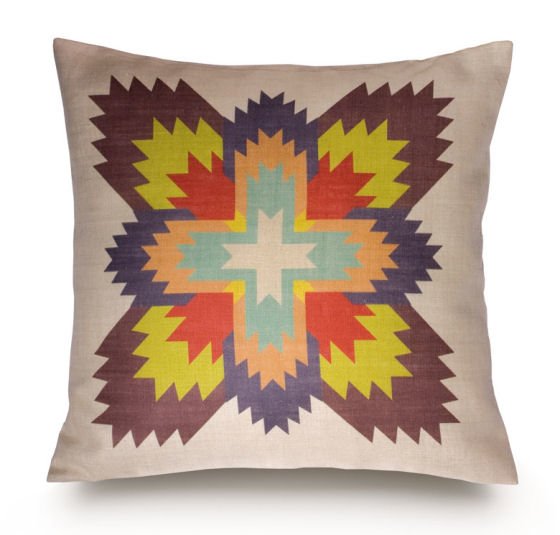 colourful navajo inspired linen cushion from Rouge du Rhin