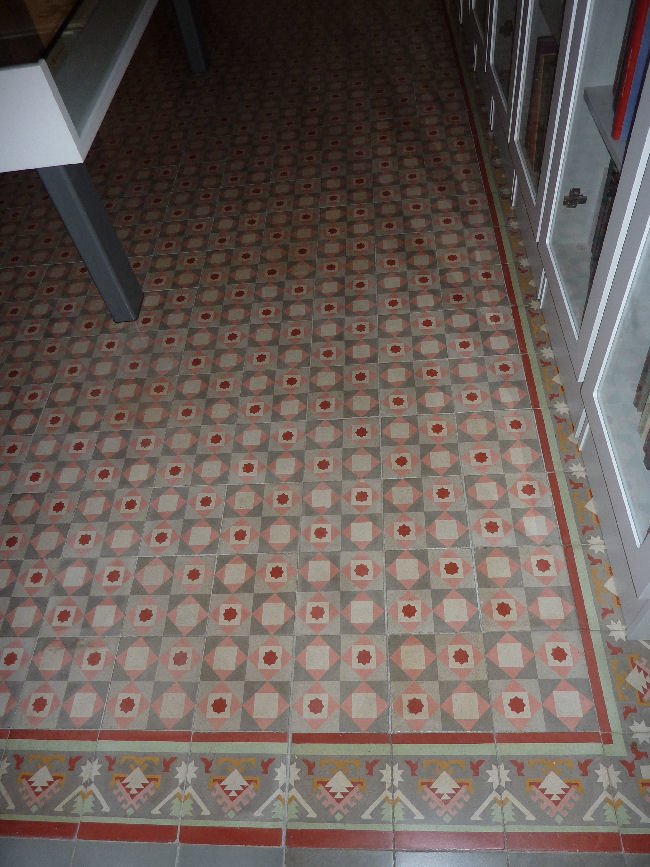 Original patterned hydraulic cement tiles at Ca'n Prunera, Soller, Majorca