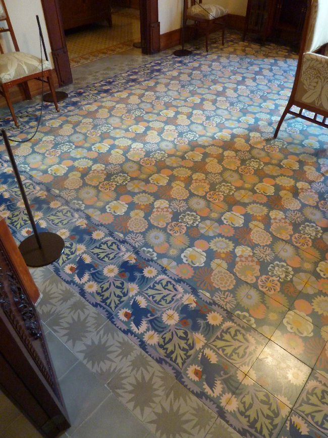 Beautiful colourful patterned hydraulic tiles at Ca'n Prunera, Soller Majorca