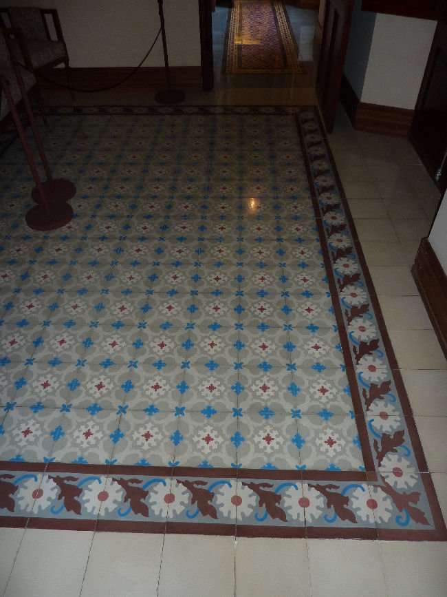  colourful patterned cement tiles at Ca'n Prunera, Soller Majorca