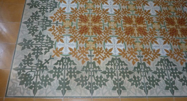 Original patterned cement tiles at Ca'n Prunera, Soller Majorca
