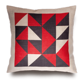 Bold red, black and cream triangle design cushion from Rouge du Rhin