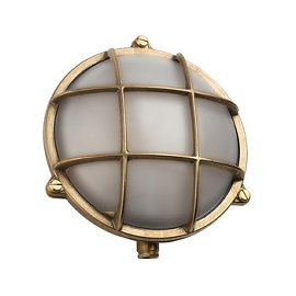Round Bulkhead Outdoor Light with Brass Finish