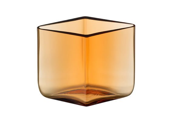 Amber coloured diamond shaped Ruutu vase