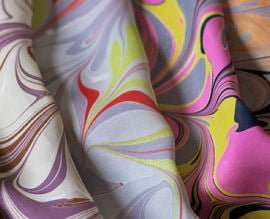 Multicoloured marbled silk scarves