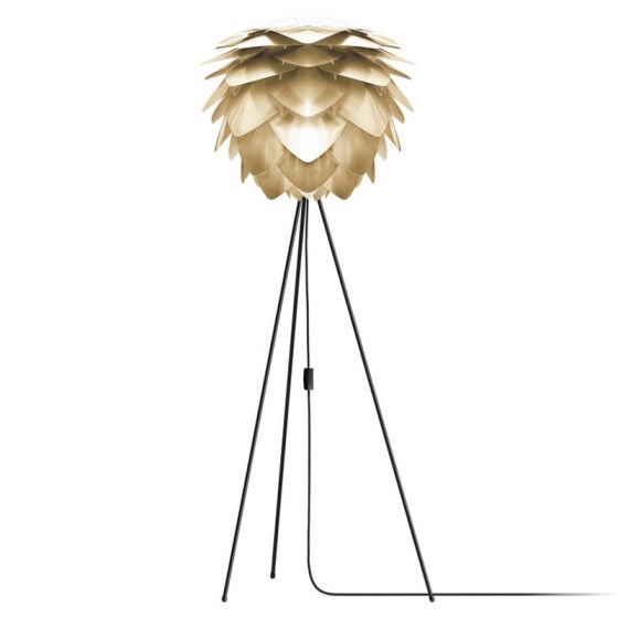 Vita Silvia floor lamp with brass Silvia shade and black tripod