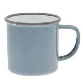 Grey enamel mug with dark grey rim